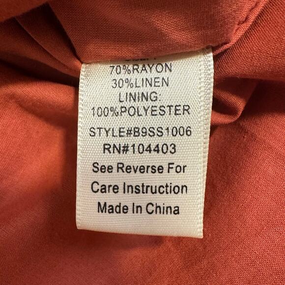 Blu Pepper Linen Blend Red Embroidered Mini Skirt Sz L NWT - Picture 5 of 7